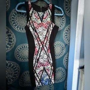 Fitted black and floral lace overlay